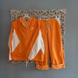 Nike Windbreaker Tracksuit Women Vintage Large Retro Orange White